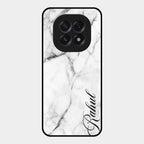 White Marble Patter Glass Case Cover For Oppo F29 5G