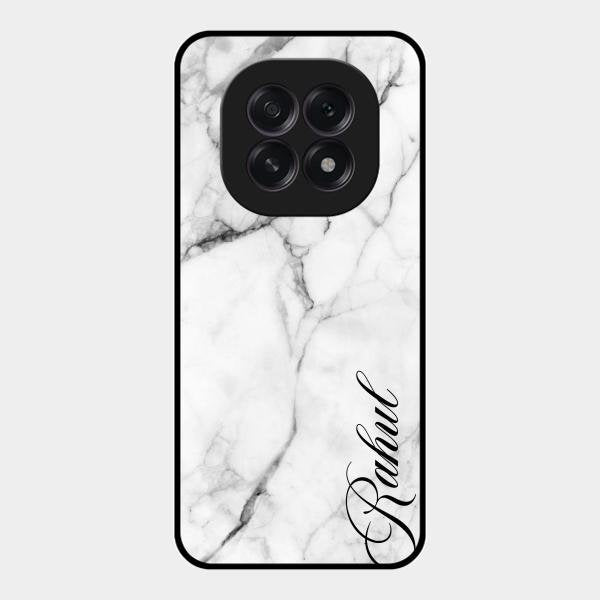 White Marble Patter Glass Case Cover For Oppo F29 5G