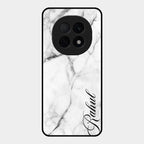 White Marble Patter Glass Case Cover For Oppo F29 Pro 5G