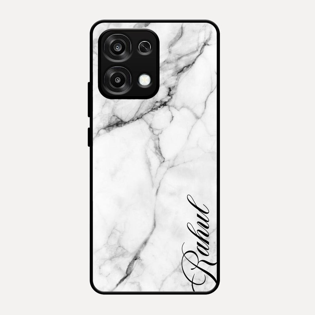 White Marble Patter Glass Case Cover For Oppo F31 5G
