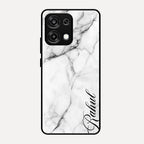 White Marble Patter Glass Case Cover For Oppo F31 5G