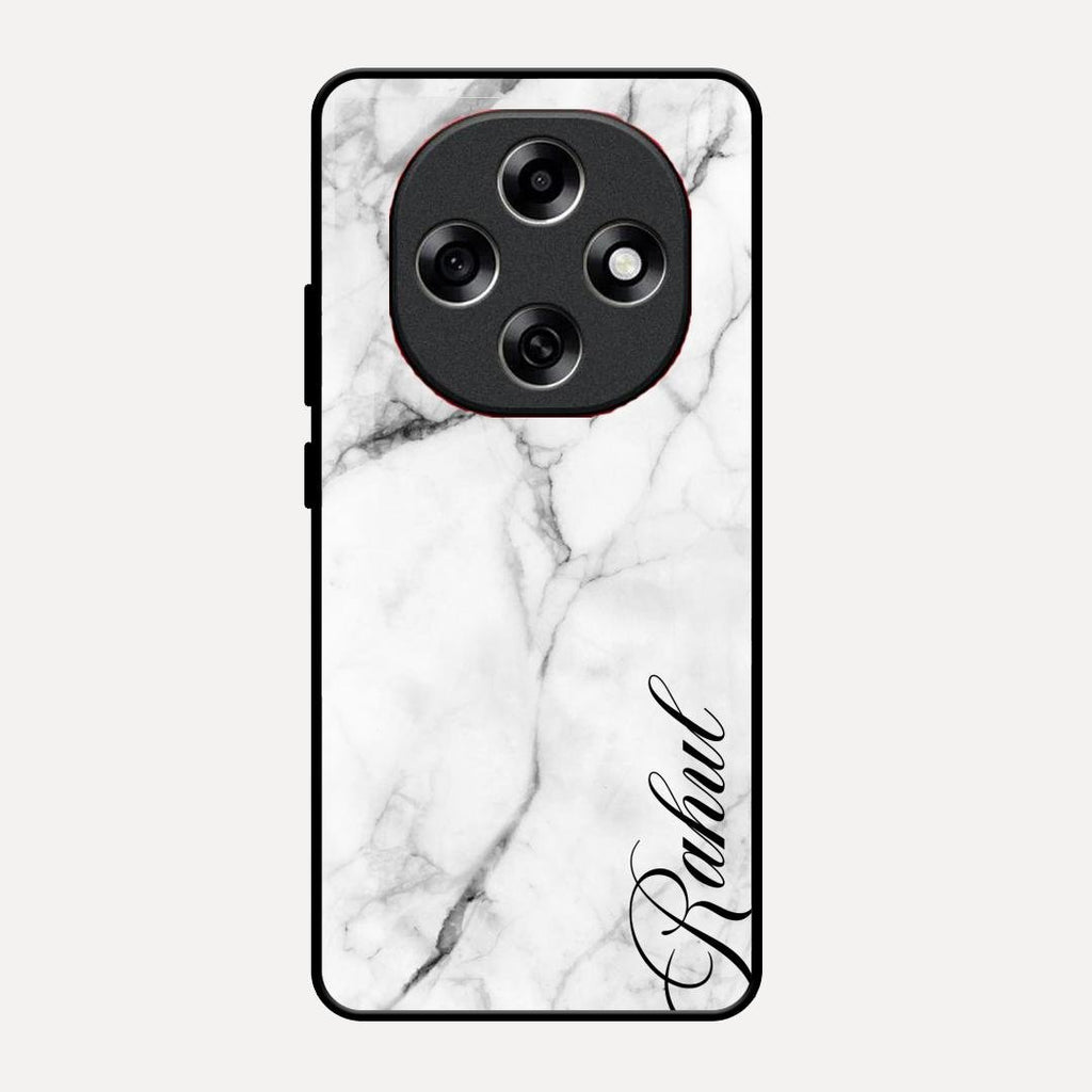 White Marble Patter Glass Case Cover For Oppo F31 Pro 5G