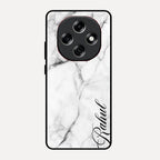 White Marble Patter Glass Case Cover For Oppo F31 Pro 5G
