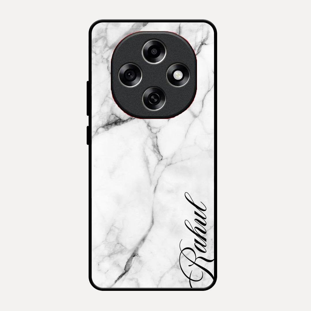 White Marble Patter Glass Case Cover For Oppo F31 Pro 5G