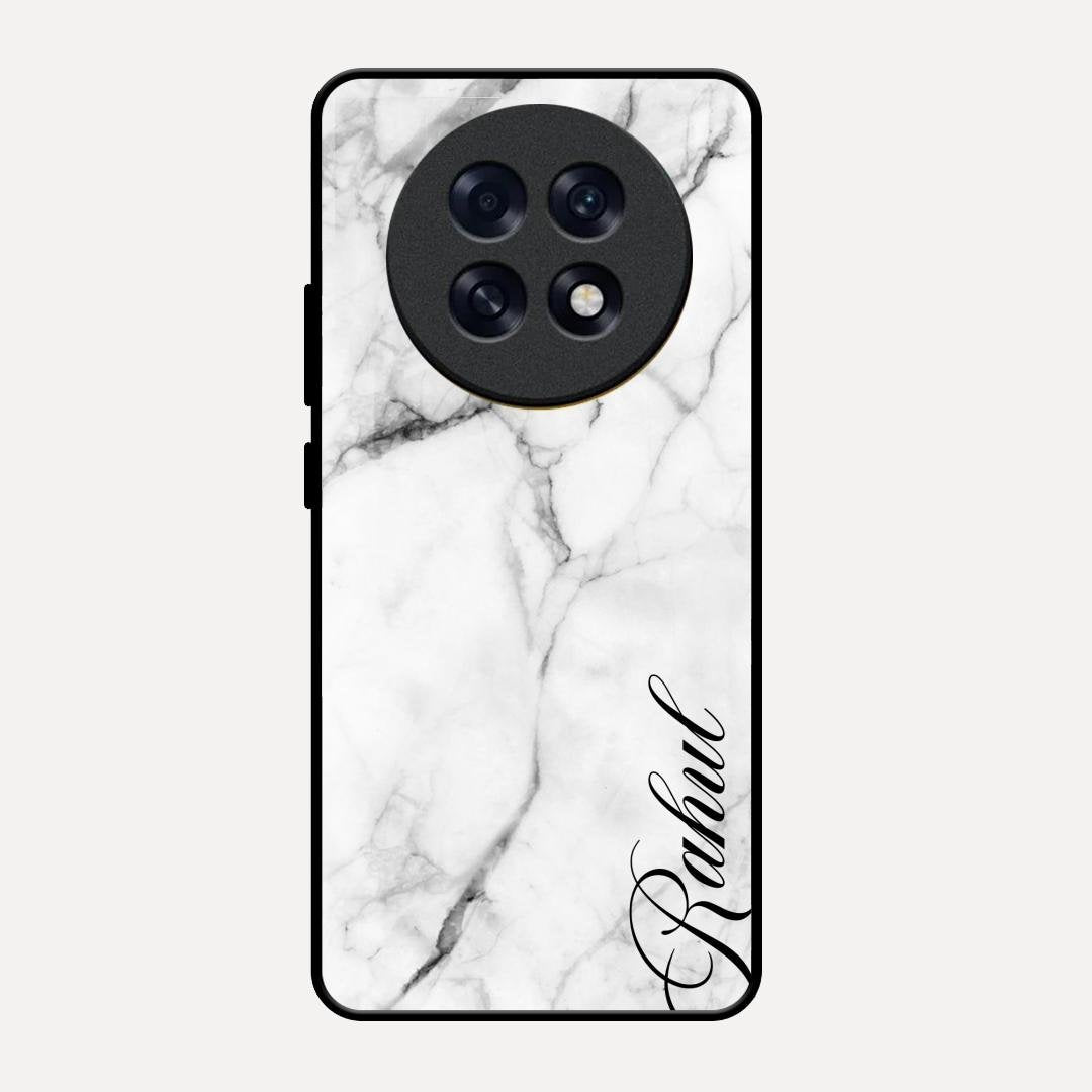 White Marble Patter Glass Case Cover For Oppo F31 Pro Plus 5G
