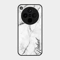 White Marble Patter Glass Case Cover For Oppo Find X8 5G