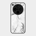 White Marble Patter Glass Case Cover For Oppo Find X8 5G