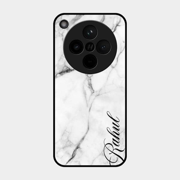 White Marble Patter Glass Case Cover For Oppo Find X8 5G