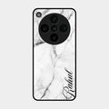 White Marble Patter Glass Case Cover For Oppo Find X8 Pro 5G