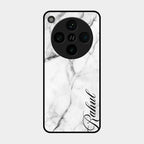 White Marble Patter Glass Case Cover For Oppo Find X8 Pro 5G