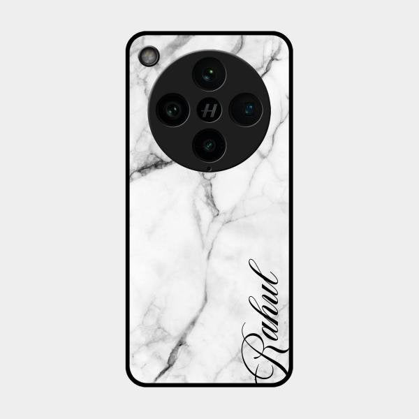 White Marble Patter Glass Case Cover For Oppo Find X8 Pro 5G