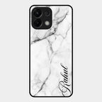 White Marble Patter Glass Case Cover For Oppo K13 5G