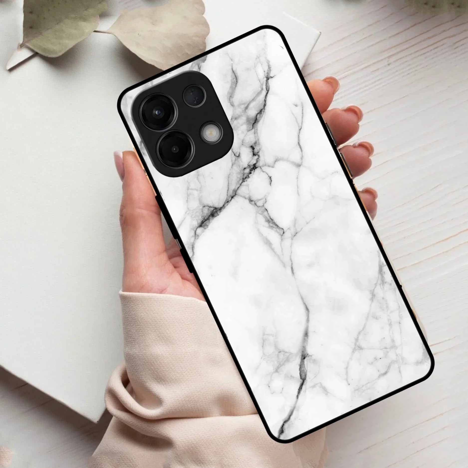 White Marble Patter Glass Case Cover For Oppo - ShopOnCliQ