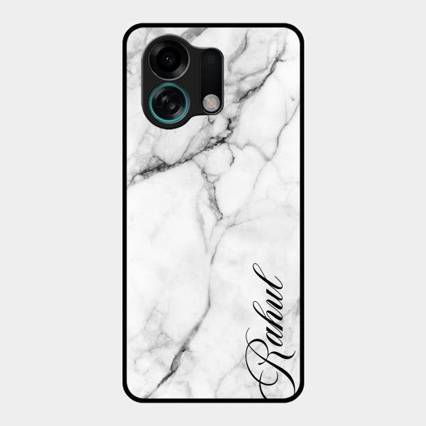 White Marble Patter Glass Case Cover For Oppo K13 Turbo 5G