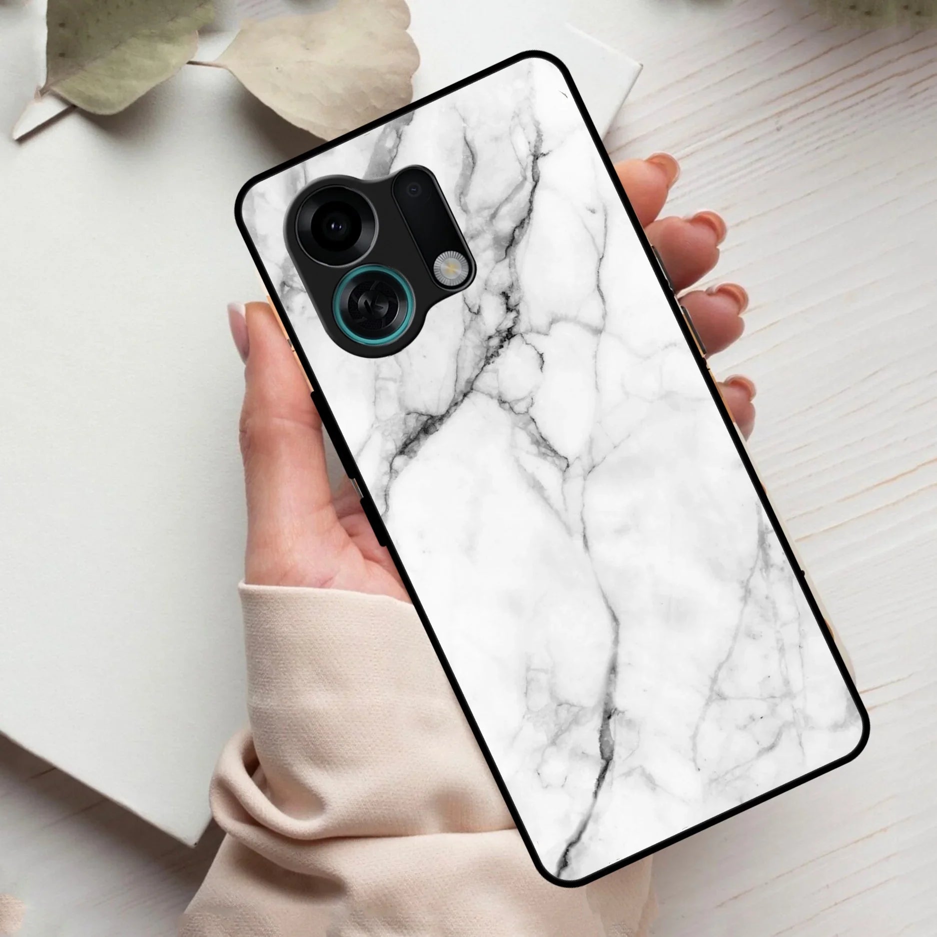 White Marble Patter Glass Case Cover For Oppo - ShopOnCliQ