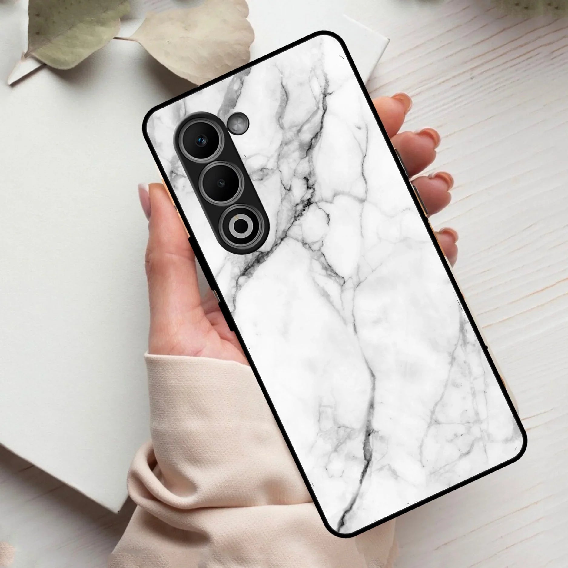 White Marble Patter Glass Case Cover For Oppo - ShopOnCliQ