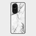 White Marble Patter Glass Case Cover For Oppo Reno 10 5G