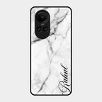 White Marble Patter Glass Case Cover For Oppo Reno 10 5G