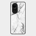 White Marble Patter Glass Case Cover For Oppo Reno 10 Pro 5G