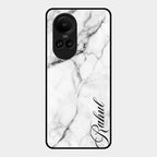 White Marble Patter Glass Case Cover For Oppo Reno 10 Pro 5G