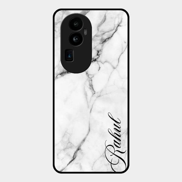 White Marble Patter Glass Case Cover For Oppo Reno 10 Pro Plus 5G