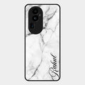 White Marble Patter Glass Case Cover For Oppo Reno 10 Pro Plus 5G