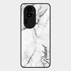 White Marble Patter Glass Case Cover For Oppo Reno 10 Pro Plus 5G