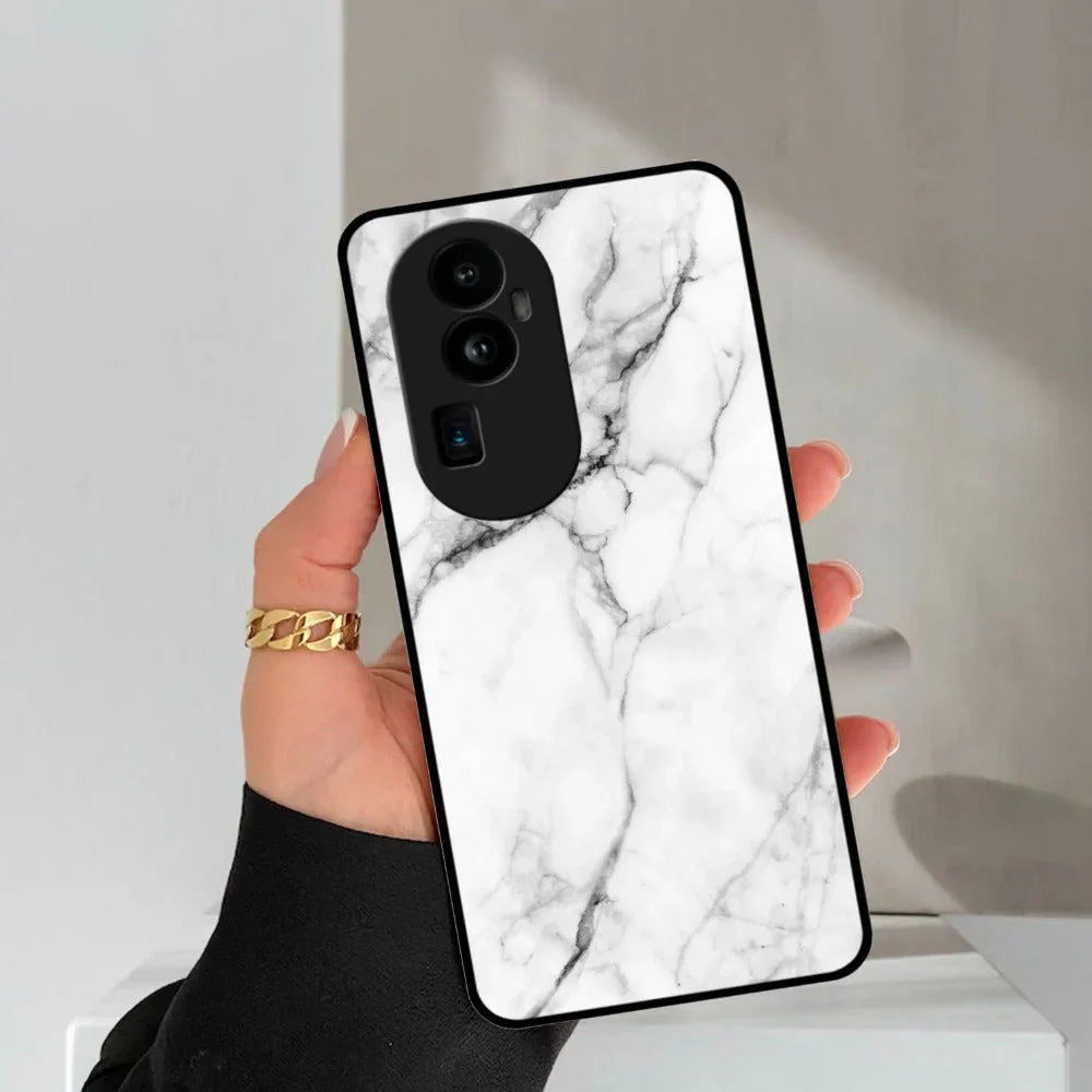White Marble Patter Glass Case Cover For Oppo - ShopOnCliQ