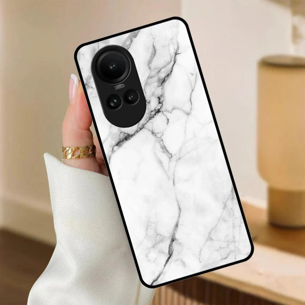 White Marble Patter Glass Case Cover For Oppo - ShopOnCliQ