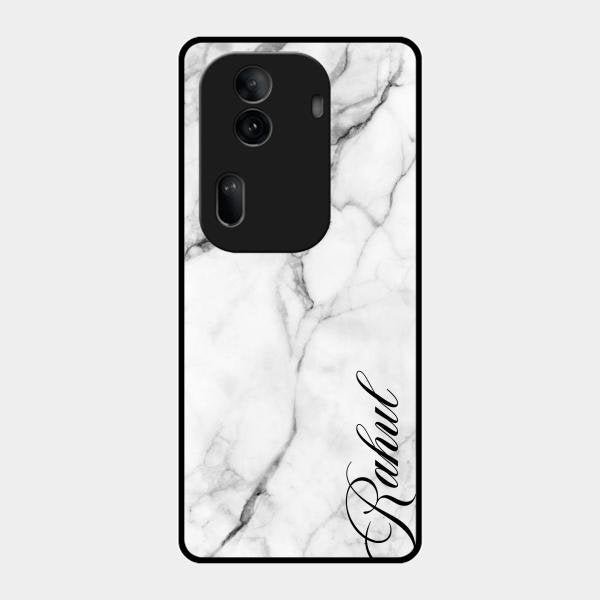 White Marble Patter Glass Case Cover For Oppo Reno 11 Pro 5G