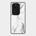 White Marble Patter Glass Case Cover For Oppo Reno 11 Pro 5G