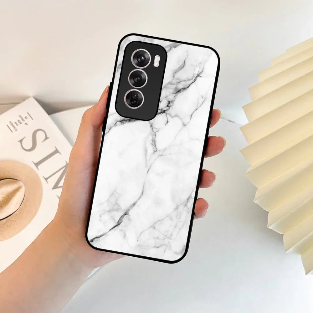 White Marble Patter Glass Case Cover For Oppo - ShopOnCliQ