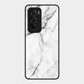 White Marble Patter Glass Case Cover For Oppo Reno 12 5G
