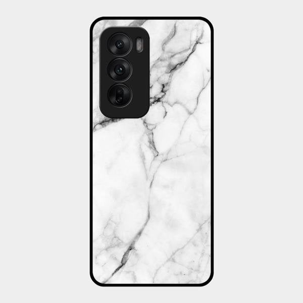 White Marble Patter Glass Case Cover For Oppo Reno 12 5G