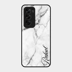 White Marble Patter Glass Case Cover For Oppo Reno 12 Pro 5G