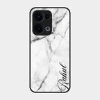 White Marble Patter Glass Case Cover For Oppo Reno 13 5G