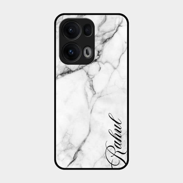 White Marble Patter Glass Case Cover For Oppo Reno 13 Pro 5G