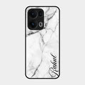 White Marble Patter Glass Case Cover For Oppo Reno 13 Pro 5G