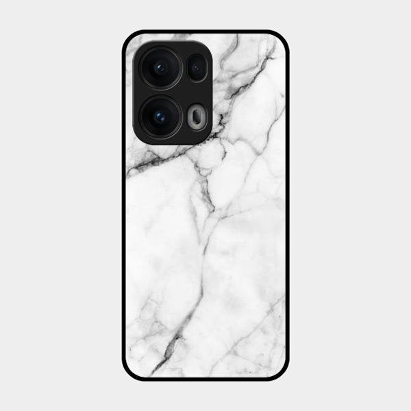 White Marble Patter Glass Case Cover For Oppo Reno 13 Pro 5G