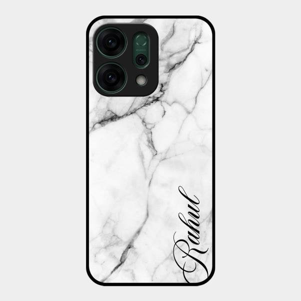 White Marble Patter Glass Case Cover For Oppo Reno 14 5G