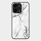 White Marble Patter Glass Case Cover For Oppo Reno 14 5G