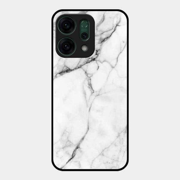 White Marble Patter Glass Case Cover For Oppo Reno 14 5G