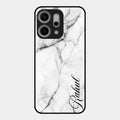 White Marble Patter Glass Case Cover For Oppo Reno 14 Pro 5G