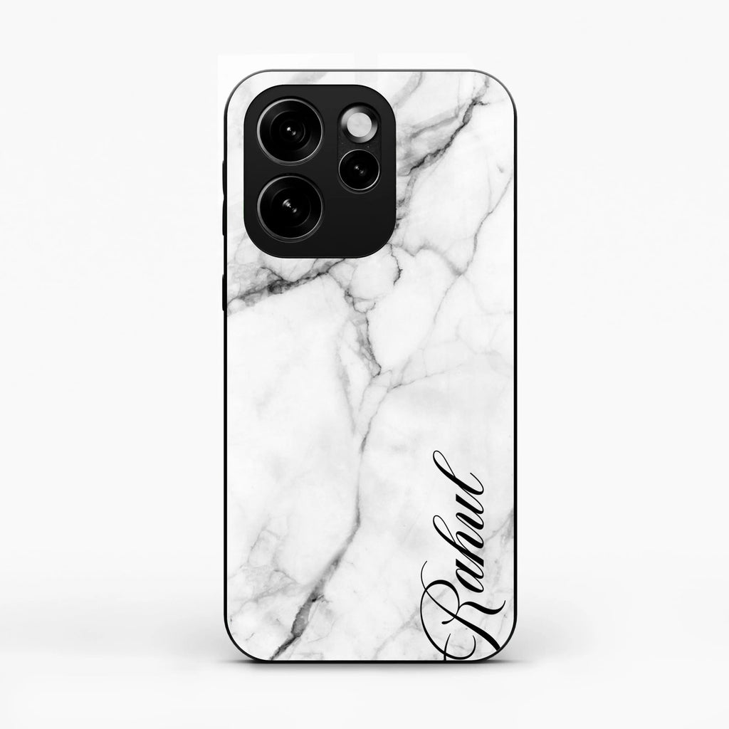 White Marble Patter Glass Case Cover For Oppo Reno 15C 5G