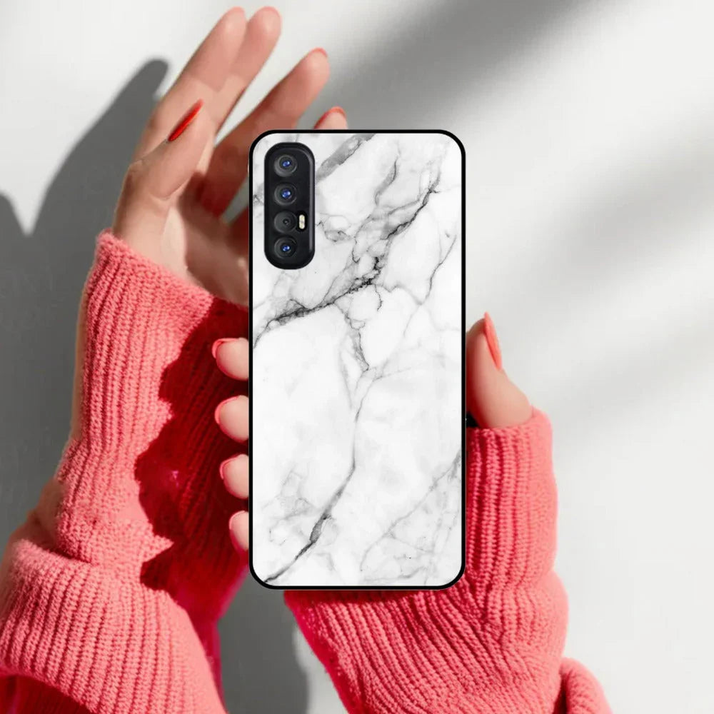 White Marble Patter Glass Case Cover For Oppo - ShopOnCliQ