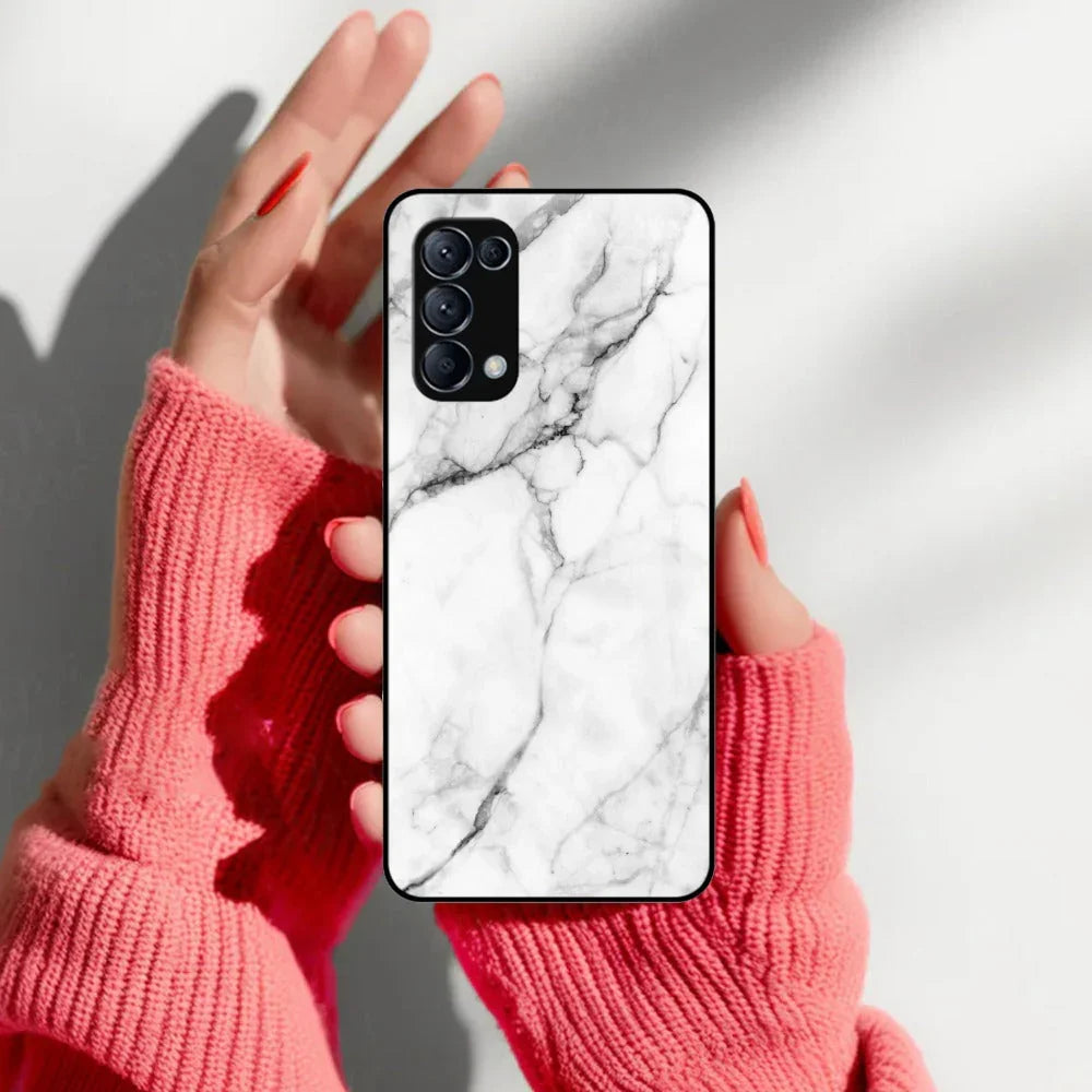 White Marble Patter Glass Case Cover For Oppo - ShopOnCliQ