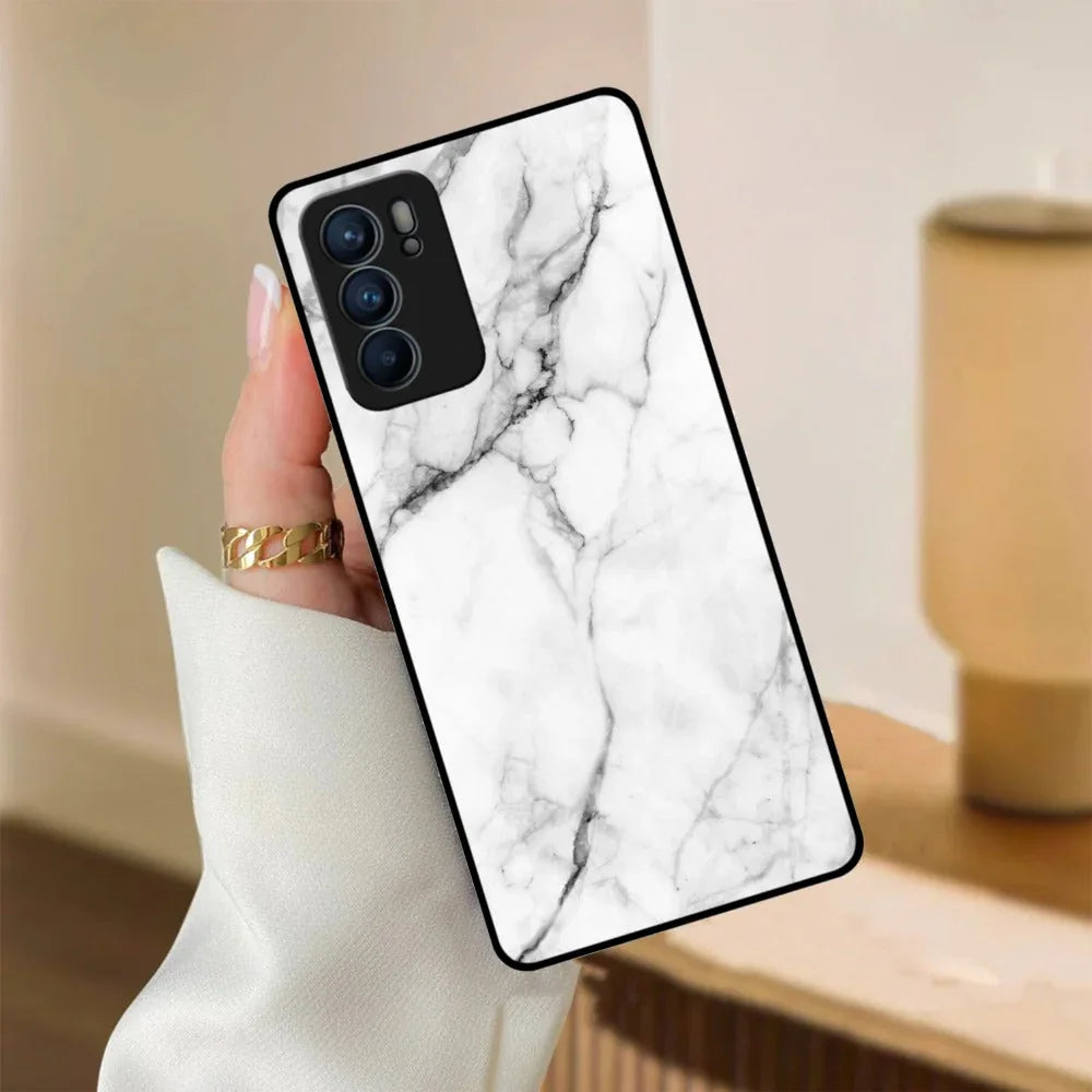 White Marble Patter Glass Case Cover For Oppo - ShopOnCliQ