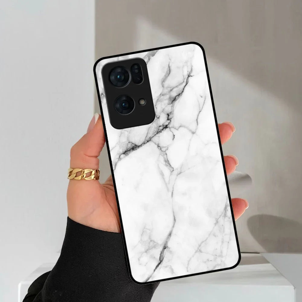 White Marble Patter Glass Case Cover For Oppo - ShopOnCliQ