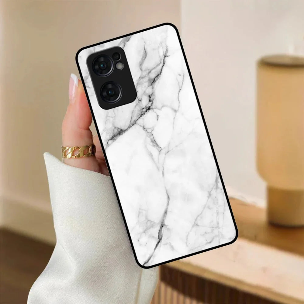 White Marble Patter Glass Case Cover For Oppo - ShopOnCliQ