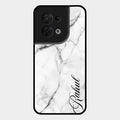 White Marble Patter Glass Case Cover For Oppo Reno 8 5G